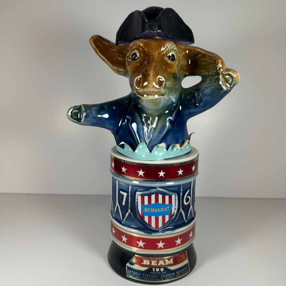 Vintage Jim Beam 1976 Bicentennial Democrat Donkey Political Whiskey Decanter